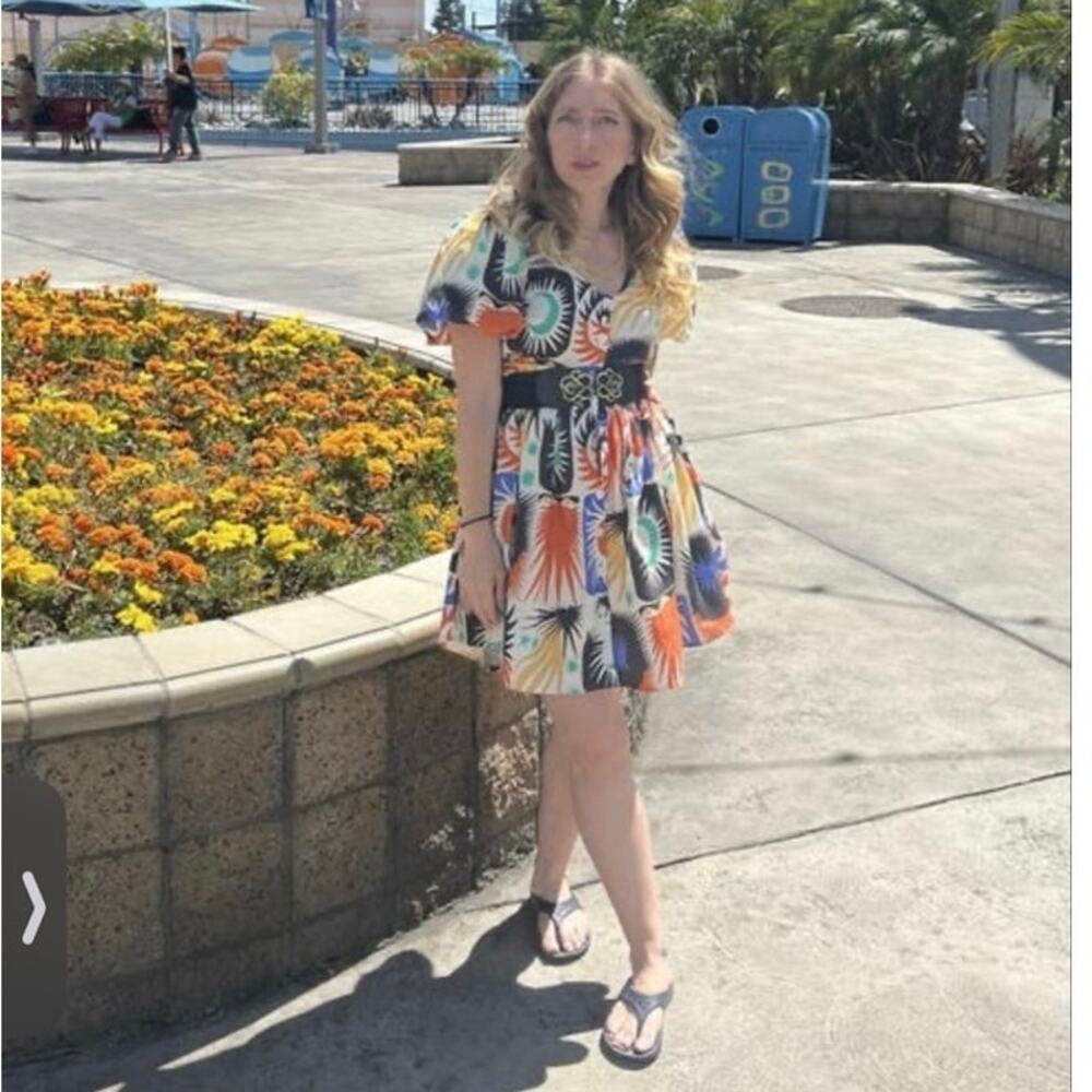 UNTITLED IN MOTION Multicolored Abstract Stars Moon Front Button Mini Dress XS - Picture 6 of 15